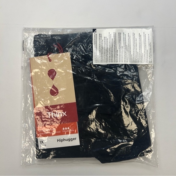 Thinx Hiphugger Moderate Period Underwear Black Size 1X NWT - Picture 2 of 4